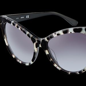 Guess Leopard Print Black Retro Cat Eye Sunglasses